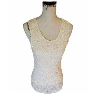 Cream Lace Sleeveless Top Medium